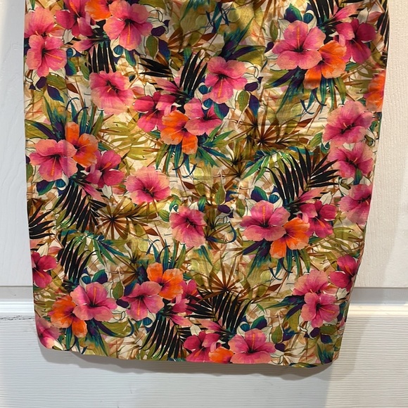 Zara Tropical Floral Fitted Midi Dress L - Picture 4 of 9
